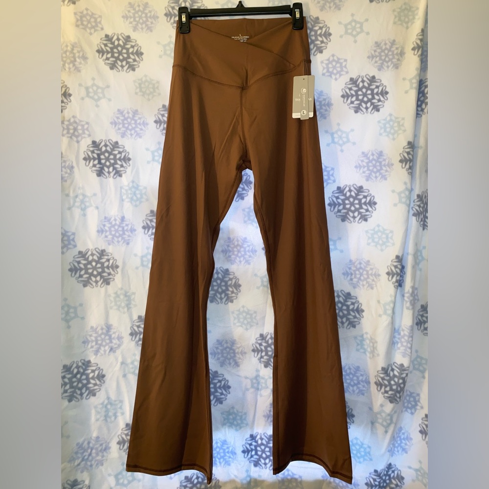 Brown Flare Cross Waist Leggings🍂🤎